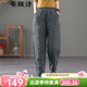 安婭詩(shī)外穿棉褲女冬季文藝范簡(jiǎn)約直筒休閑褲女夾棉加厚保暖褲女棉麻長(cháng)褲子 灰色 M建議105-120斤