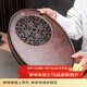 祥業(yè)竹制茶盤(pán)橢圓形儲水式茶托盤(pán)家用小型輕奢瀝水盤(pán)功夫茶具干泡茶臺 胡桃木色仿古橢圓盛水(中)