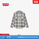 Levi's李維斯秋冬男士英倫校園風(fēng)vintage高街翻領(lǐng)格紋襯衫外套 藍棕色格紋 S