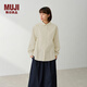 MUJI 女式 桑蠶絲混 圓領(lǐng)長(cháng)袖襯衫女士襯衣外套26年春季 女裝女款 淺黃色 M (160/84A)