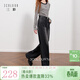 三彩2025冬季新款收腰牛仔褲休閑褲一體絨磨毛寬松闊腿褲長(cháng)褲M(mǎn) 經(jīng)典黑 L 165/72A