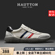 皓頓（HAUT TON）德訓鞋男頭層牛皮休閑鞋時(shí)尚百搭板鞋2026新款男鞋透氣休閑皮鞋 白色 42 (適合運動(dòng)鞋43碼)
