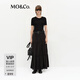 MO&Co.連衣裙春輕柔針織拼接中低腰塔裙長(cháng)裙黑色MBE1DRS049 黑色 S 160