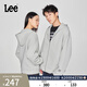 Lee舒適版字母刺繡Logo男女同款寬松連帽空氣棉長(cháng)袖衛衣休閑潮流 灰色（尺碼偏大，拍小一碼） M