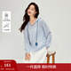茵曼（INMAN）慵懶風(fēng)條紋系帶連帽針織衫2026春季女裝新款波西米亞寬松上衣 藍白條 M