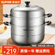 蘇泊爾（SUPOR）蒸鍋304不銹鋼籠雙層復底大容量蒸魚(yú)鍋具燃氣電磁爐通用 SZ28C1【拍4口整箱發(fā)】 2層 28cm
