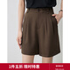 初語(yǔ)垂順爽滑休閑短褲女2024年夏季新款高腰舒適闊腿褲 深咖啡 S