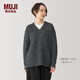 MUJI女式 牦牛絨混 V領(lǐng)毛衣 女款冬季長(cháng)袖內搭針織衫BA1P9A4A 炭灰色 M （160/84A）