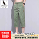 袋鼠七分褲男夏季薄款新款運動(dòng)寬松休閑夏天工裝過(guò)膝八分短褲 7601軍綠色 YM 4XL （適合160-180斤）