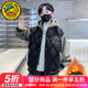 G.duck小黃鴨男童夾棉外套秋冬款2026新款兒童加厚冬裝中大童男孩棉衣 黑色 120 建議110-120cm6-7歲