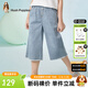 暇步士（Hush Puppies）童裝兒童女童夏裝新款牛仔面料柔軟舒適時(shí)尚休閑七分褲 淺牛仔 130 cm
