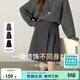 尚都比拉含綿羊毛通勤半身裙女冬季小個(gè)子保暖百褶A字裙高腰厚款毛呢裙子