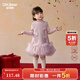歐姆熊女童秋冬款連衣裙2025新款寶寶周歲生日冬季洋氣兒童冬裝公主裙子 紫色 110 110cm