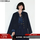 COCOBELLA靜奢風(fēng)字母刺繡金屬扣毛呢外套女廓形西裝夾克SC511 藏青 M