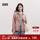 森馬（Semir）森柔|森馬牛仔外套女春季翻領(lǐng)做舊寬松落肩衣服美式街頭甜酷夾克 紅色調00366 L