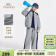英氏（YEEHOO）男童套裝兒童外套褲子兩件套中大童裝運動(dòng)休閑時(shí)尚春 淺灰 150