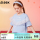 ASK JUNIOR童裝兒童短袖T恤2026夏女童中大童網(wǎng)紗字母印花打底衫 藍色 140