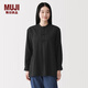 MUJI 女式 木棉混雙層紗織盤(pán)扣長(cháng)上衣女士襯衫女款 26年春季 BC2RNA6S 黑色 XL (165/92A)