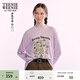 Teenie Weenie小熊女裝長(cháng)袖T恤夏季甜美清新田園印花上衣 淺紫色 L