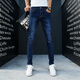 ZOCNA夏季薄款淺藍色牛仔褲男潮牌修身小腳潮流休閑褲彈力長(cháng)褲子四季款 深藍色牛仔褲 30 腰圍2尺3/推薦體重115-125斤