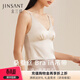 金三塔真絲帶胸墊吊帶衫桑蠶絲舒適彈力V領(lǐng)時(shí)髦帶杯小吊帶內搭 白玉蘭色0608 XL