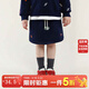 允兒媽春季百搭刺繡純棉衛衣運動(dòng)短裙套裝女童春秋上衣兒童半裙潮 藏藍色半身裙 現貨 100 模特試穿