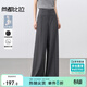尚都比拉都市通勤休閑褲女高腰顯瘦顯腿長(cháng)闊腿褲垂感深灰色氣質(zhì)高級感長(cháng)褲