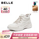 百麗（Belle）運動(dòng)風(fēng)休閑靴女冬季新款商場(chǎng)同款厚底增高高幫休閑鞋E6K1DDD5 米色-絨里 38 (240mm)