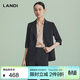 藍地（LANDI）[百搭經(jīng)典]煙墨黑七分袖收腰西裝外套女西服上衣夏新品 煙墨黑 L