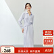 尚都比拉春季單排扣腰部褶皺薄款仿醋酸緞面中長(cháng)款連衣裙女 藍紫色 L 