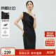 尚都比拉夏季時(shí)尚優(yōu)雅別致V領(lǐng)型遮副乳收腰無(wú)袖中款連衣裙女 優(yōu)雅黑 L 