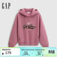蓋璞女裝秋季款logo毛巾繡寬松搖粒絨連帽衫休閑衛衣795495