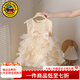 G.duck公主裙女童連衣裙夏季兒童周歲生日禮服洋氣高級女寶寶蓬蓬蛋糕裙 香檳色akmoacm 90 尺碼1~2歲【 80-90cm】cm