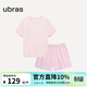 ubras純色舒適柔軟水果全棉家居服睡衣女短袖長(cháng)褲短褲套裝情侶款軟棉棉 【短袖短褲】女款-冷桃粉色 S