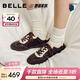 百麗（Belle）復古德訓鞋女2026春季新款商場(chǎng)舒適薄底運動(dòng)休閑鞋F6M1DAM6預售 啡色 38