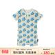 Milkbarn嬰兒短袖短褲連體服 6-24月新生兒春夏外出服寶寶爬服 冰藍雪絨花 90cm (18-24m)