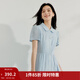 茵曼（INMAN）【苧麻】法式娃娃領(lǐng)連衣裙女裝2026夏季新品泡泡袖裙子 淺藍色 M