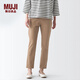 MUJI女式 橫豎彈力絲光斜紋修身錐形褲 女裝 休閑褲 褲子BEM71C4S 米色 S （155/62A）