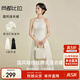 尚都比拉新中式國風(fēng)掛脖連衣裙夏季新款氣質(zhì)高級感收腰長(cháng)款a字裙 云霜 L