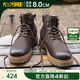 高哥增高馬丁靴男春季加絨保暖頭層牛皮工裝靴高幫厚底增高靴子 深卡其【增高8cm】 0835708-4DAT 41