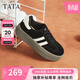 他她（TATA）復古板鞋女平底德訓鞋阿甘休閑鞋 黑/白 37
