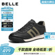 百麗（Belle）張凌赫同款新款系列小輕甘德訓阿甘鞋男休閑鞋8RG01BM5 黑色/綠色-單里（高幫） 41