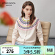 科蒙博卡2025秋冬新款費爾島提花羊毛衫女裝加厚開(kāi)衫外套寬松針織毛衣衫 奶油米 M