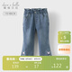 戴維貝拉女童牛仔褲兒童喇叭褲春裝女孩微喇休閑甜美褲子