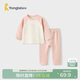 童泰（TONGTAI）寶寶秋衣套裝春秋莫代爾棉嬰兒衣服兒童睡衣秋褲家居服粉色100cm