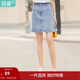 茵曼（INMAN）時(shí)尚女裝短半身裙顯瘦中高腰排扣2025夏季新款顯瘦牛仔裙 淺牛仔 M