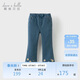 戴維貝拉（DAVE＆BELLA）兒童褲子女童牛仔褲中大童秋冬加絨長(cháng)褲微喇褲