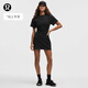 lululemon丨Cotton Jersey 女士棉混紡平紋針織后側開(kāi)口短款連衣裙 LW1FTES 黑色 線(xiàn)上專(zhuān)享 S