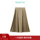 茵曼（INMAN）【商場(chǎng)同款】新中式改良馬面裙2025夏女裝新款提花A字百褶裙 卡其色 M