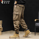 啄木鳥(niǎo)（TUCANO）美式純棉工裝褲子休閑褲男士春秋季大碼胖子束腳褲時(shí)尚潮男褲 卡其 L 【適合130-145斤】